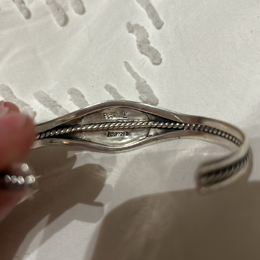 Royston Turquoise Small Silver Bangle. Handcrafte… - image 3